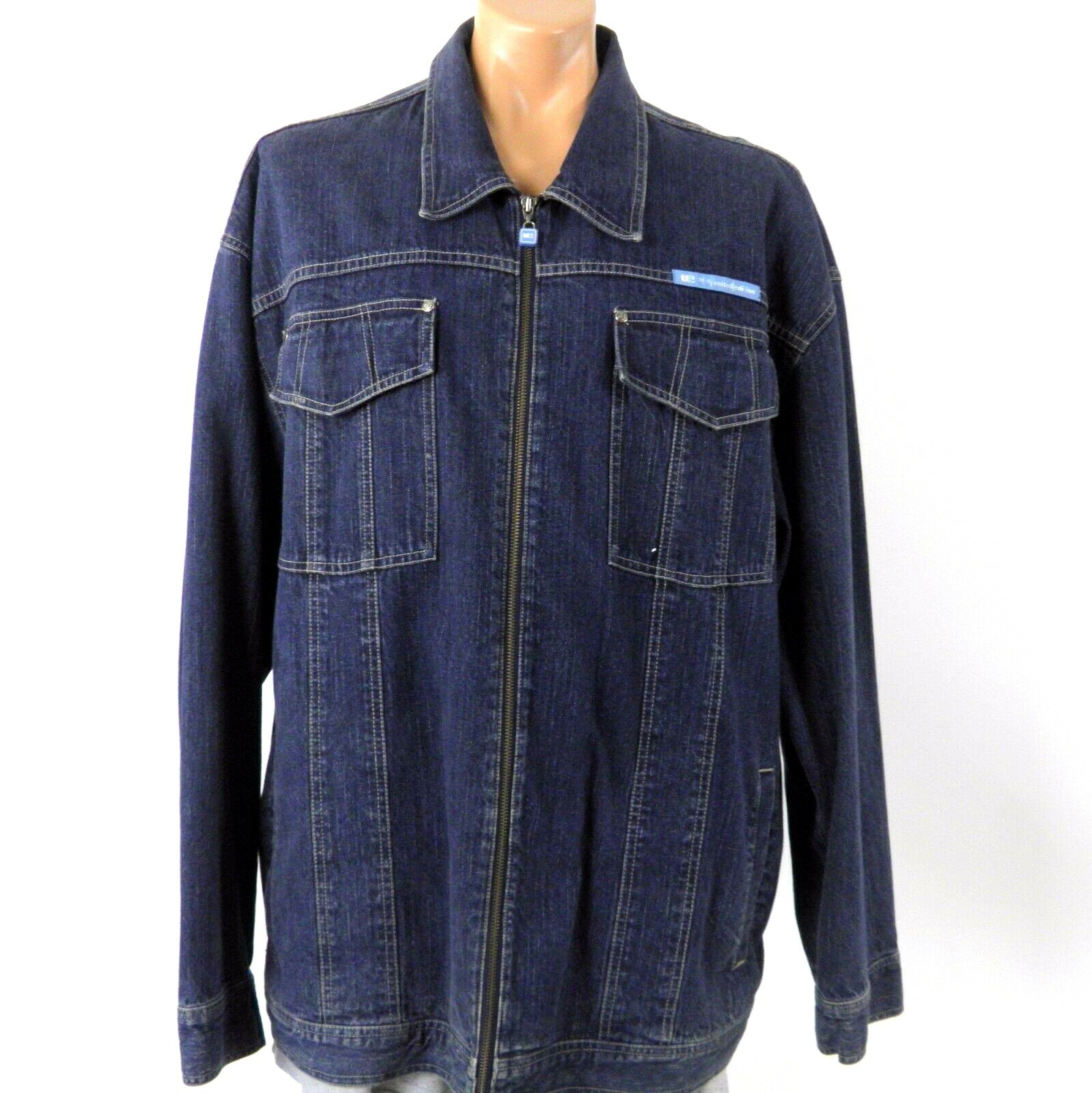 Denim Jacket Mens 2XL XXL Full Zip 