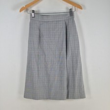 Uniqlo womens skirt size XS A-line grey plaid stretch midi viscose blend 088861