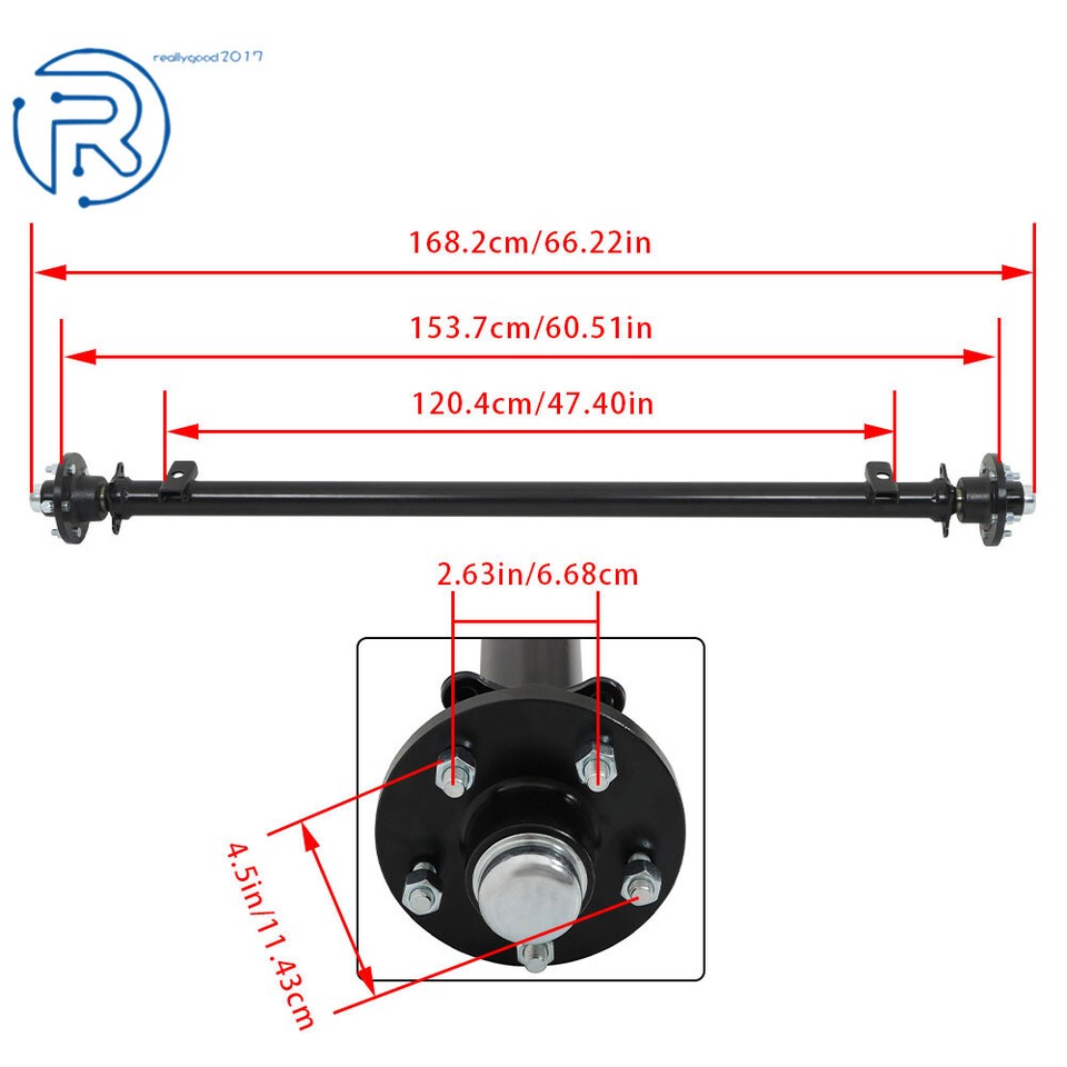 Trailer Axle Rv 5 lug 3.5K Trailer Axle Trailer Cargo Dump RV Utility Axle 3500 lbs ...
