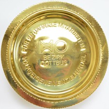 DDR VEB HO Ehrengeschenk 25 j&auml;hrige Mitarbeit Bezirk Cottbus Messing RAR!!! 4940