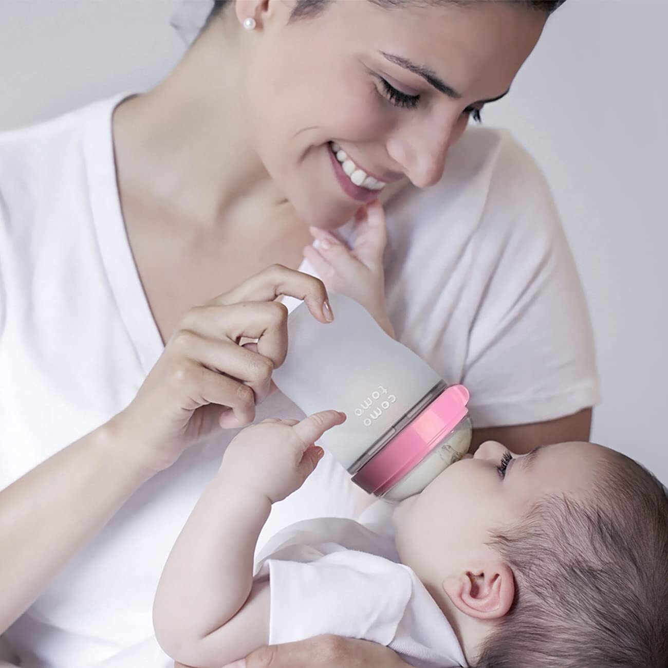 Comotomo Silicone Baby Bottle Pack Of 2 Pink Anti Colic 5Oz 8Oz Bpa Free