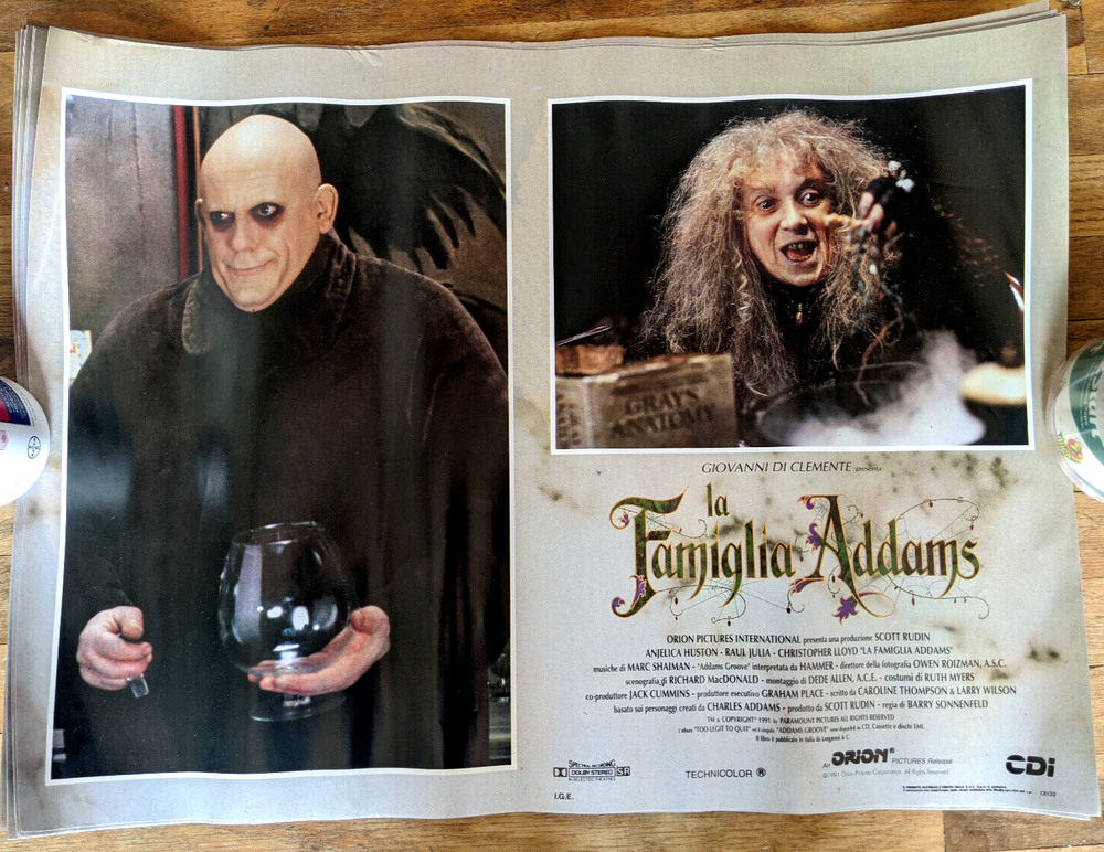 1991 Addams Family Movie Poster Lot 10 Different Sheets Italy 24 1/2 x 18 inch