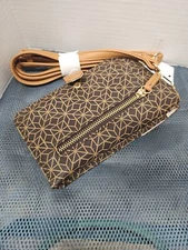 Time and Tru Women's Natalie Phone Case CellieWallet on a String Brown New