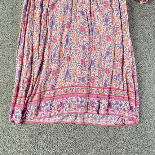 Maxi abito donna Lance Cade grande rosa floreale lungo nappa boho prateria cottage - Foto 3 di 11
