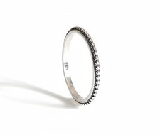 Sterling Silver Bali Beaded Thin Band Ring
