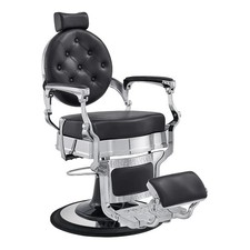 Barber Chair with Silver Frame | Heavy-Duty Hydraulic Salon Hairdresser Chair