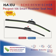 Scheibenwischer Vorne für Satz für Peugeot 106 Smart Roadster Seat Inca mit Tuch