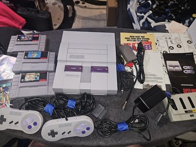 SNES Super Nintendo Console w/ Game Bundle + Controllers -Tested Working(READ)