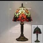 Vintage Tiffany Style 7.5inch Table Lamp with Colorful Glass Shade 15inch tall