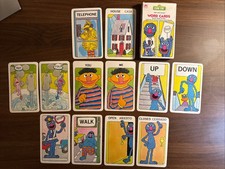 Lot of 12 w/Box, 1978 Sesame Street See & Know Word Cards, EXMT-NM