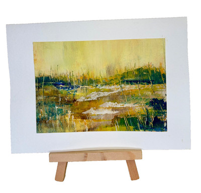 One of a Kind Original Oil Abstract Landscape Painting on a Greeting Card 5''x7'' 