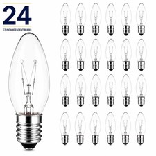 24 C7 Clear Night Light Bulbs 7 Watt Candelabra Base Decorative Lighting
