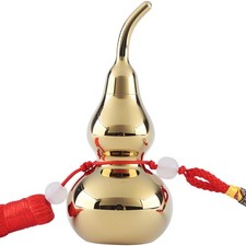 Funeral Small Keepsake Urn for Ashes-100 Brass-Mirror Polishing-Wu Lou Gourd...