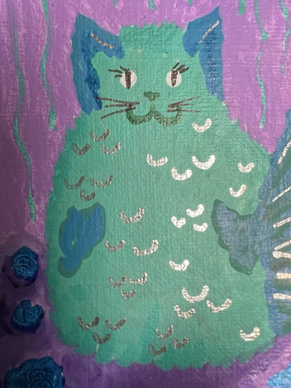 ACEO Original Mermaid Cat 2.5x3.5 Art Card Fun Silly By Creative Siren