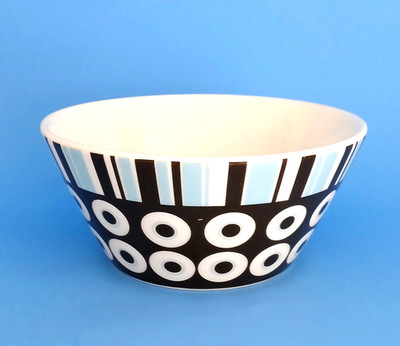 Jonathan Adler Happy Home Ice Cream/Cereal Bowl Blue Brown White MCM Look Cute
