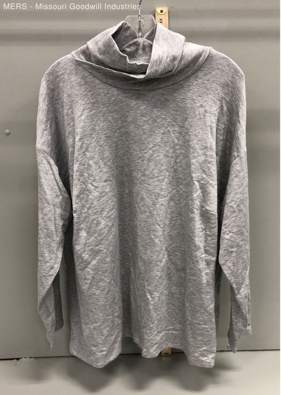 Eileen Fisher Women's Gray Heathered Funnel Neck Top Tencel Sz 2X NWT