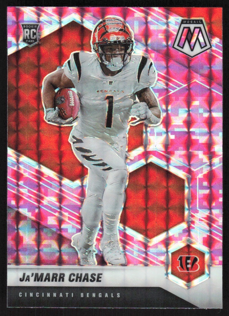 2021 PANINI MOSAIC PINK CAMO JA'MARR CHASE RC SP CINCINNATI BENGALS #307