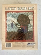 Vintage 1981 New Sealed Box P319 Just Fishin' Latch Hook Kit National Yarn Craft