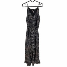 Boho Xhiliration Hi-Low Maxi Dress Purple/Navy Paisley Women's Medium