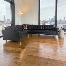 IKEA Landskrona Leather Corner Sofa 5 Seater Black Delivery Available