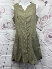 Prana Summer Shirt Dress Khaki Green Size S 10 Army Combat Style Linen Tunic