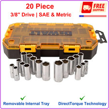 DEWALT Deep Socket Set, 20 Piece 3/8'' Drive Metric/SAE DWMT73812, DirectTorque