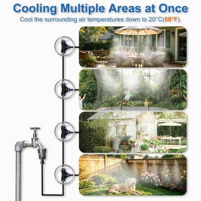 50-100ft Outdoor Patio Water Mister Mist Nozzle Misting Cooling System Fan