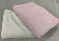 2 Pottery Barn Kids Baby Super Soft Blankets Pink and Cream w/white Backs