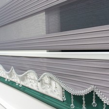 NAZA Beaded Decorated Gray Roller Blinds High Shading Window Curtains