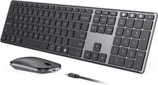 Wireless Bluetooth Keyboard and Mouse Combo USB Dual BT , Black Gray