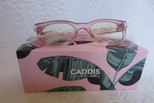 NIB CADDIS THE BIXBY READING GLASSES FRAME POLISHED CLEAR PINK 0.00