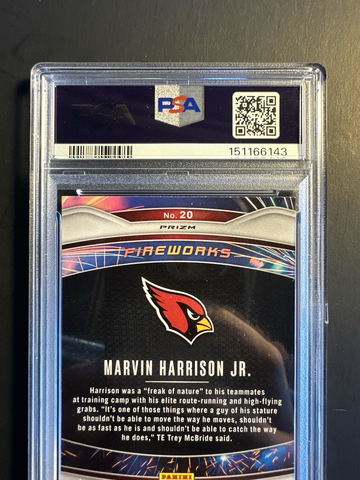 2024 PANINI PRIZM FIREWORKS GREEN WAVE #20 MARVIN HARRISON JR PSA 9 view 3
