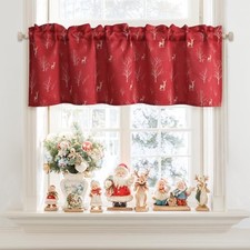 52x18 Inch Extra Wide Christmas Valance - 52"W x 18"L Pack of 1 Red Reindeer
