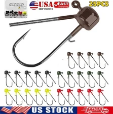 25Pcs Ned Rig Jig Heads Baits Kit  Mushroom Head Jigs Weedless Fishing Hooks US