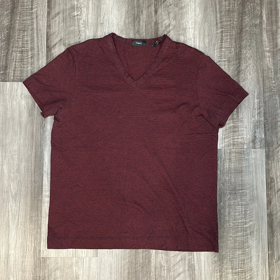 Theory Gaskell Armington Feeder Stripe V-Neck Tee - Large - Image 2 of 4