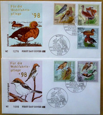 BRD FDC Ersttagsbriefe Mi.-Nr. 2015 - 2019 Wohlfahrt 1998 V&ouml;gel  (A040)