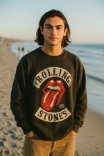 The Rolling Stones Sweatshirt Mens L Black Tour 1978 Graphic Vintage Rock Band