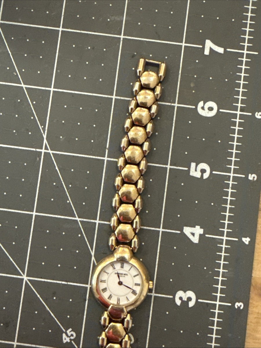 Vintage Raymond Weil 5839 18k GP Women's Watch New battery white