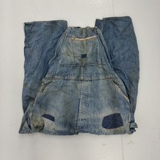 Vintage 50s N W Blue Denim Distressed Workwear Overalls 38x27 1950s True Vintage