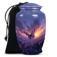 Purple Meadow Butterfly Cremains Urns For Human Ashes Adult Female 10 Inch 