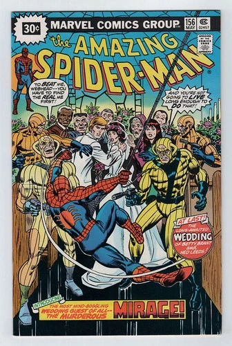 Marvel 1976 AMAZING SPIDER-MAN No. 156 vs MIRAGE VF 8.0+ Wedding 30 Cent Variant