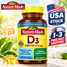 Nature Made Vitamin D3, 1000 IU 25 mcg , 100 Tablets