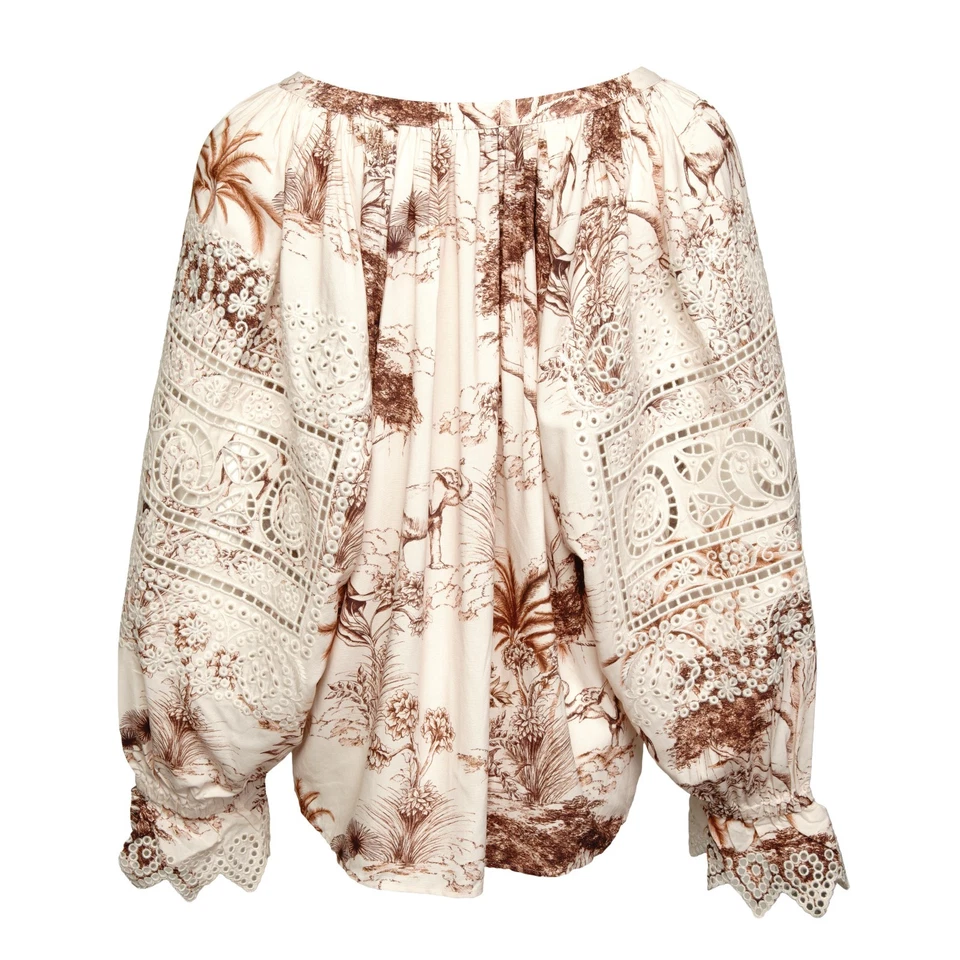 Sandro Paris Women's Blouse Size 3 / L  V-Neck Linen Blend SFPTO00398 - Image 4 of 4