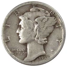 1938 Mercury Dime F Fine 90% Silver 10c US Coin Collectible