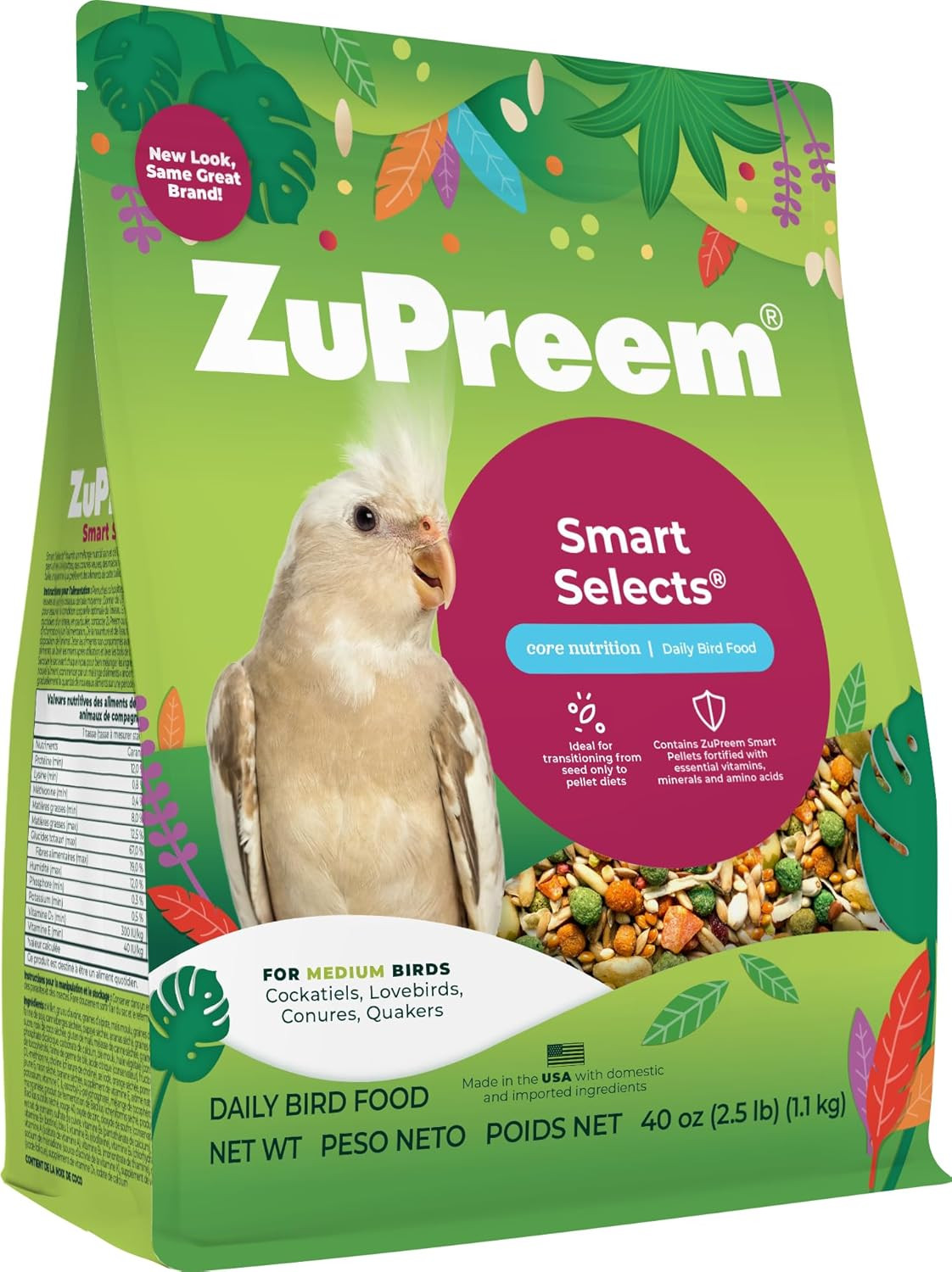 Smart Selects Pellets & Seed Blend, Daily Food for Cockatiel