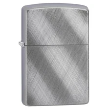 Zippo Windproof Lighter Classic Diagonal Weave Pattern Brushed Chrome (28182)