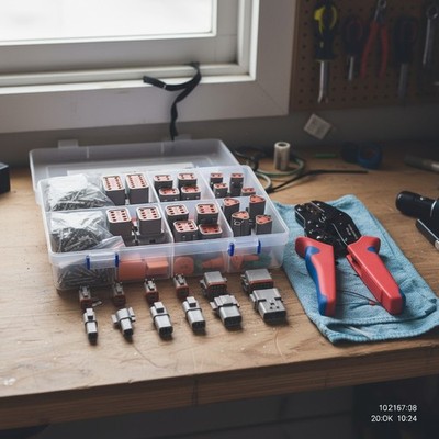 174Pc Professional DT Connector Set with Ergonomic Wire Crimper -  Rated