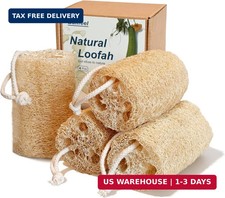 Organic Natural Loofah Sponges 4.7'' Luffa Spa,Pack of 4 Exfoliating  Smooth Sk