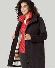 Pendleton Women's Water Resistant Cascade Wool Campbell Coat Zip Grey Sz Large