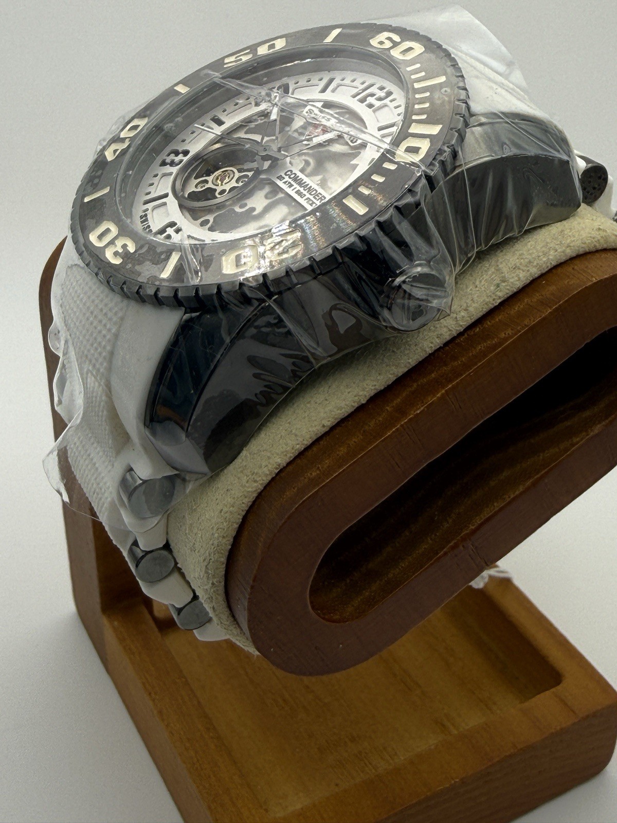 NOS Swiss Legend Commander Skeleton Automatic White SL-10068A-GM-02 50mm NEW image 3